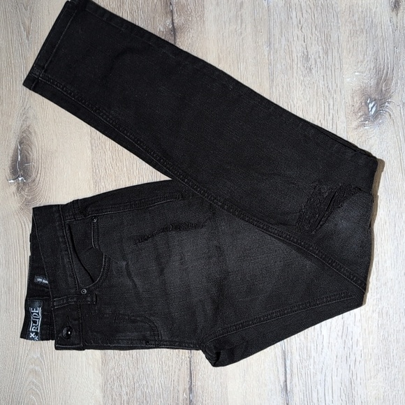 Hot Topic Denim - HOT TOPIC - RUDE Black skinny distressed jean SIZE 28